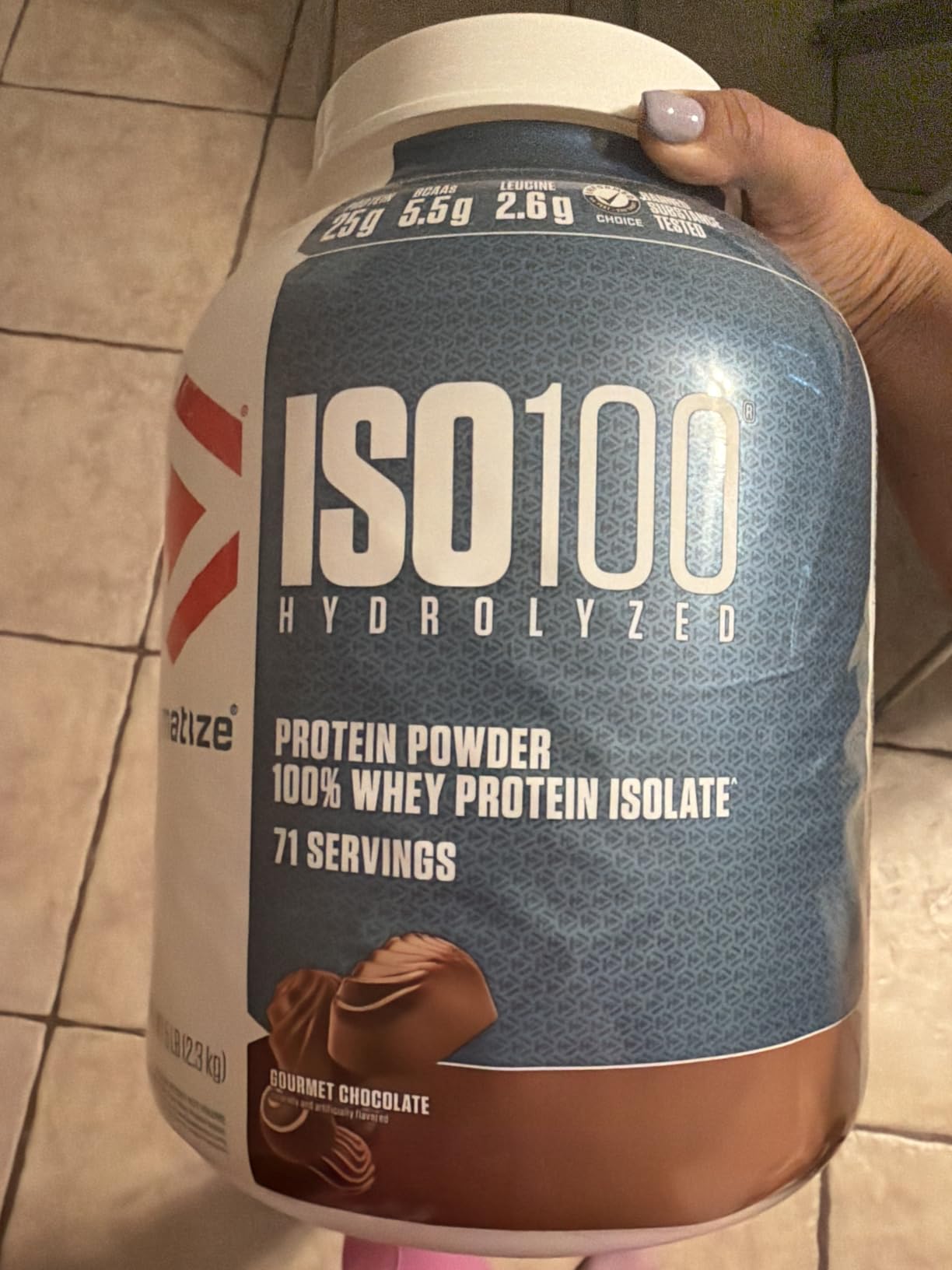 Dymatize ISO100 Protein Powder, 100% Whey Isolate, Gourmet Vanilla customer photo 1