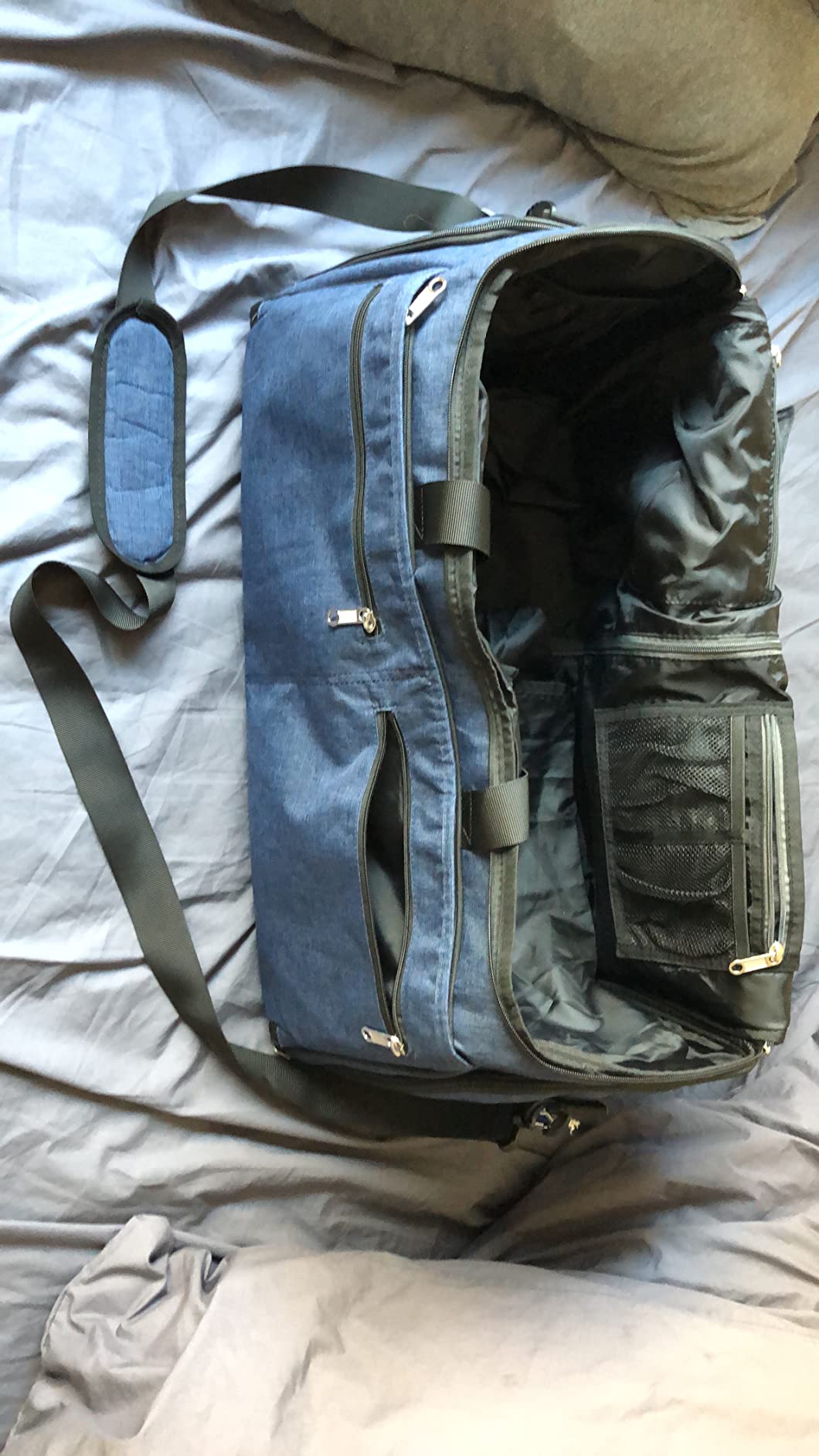 Garment Duffle Bags for Travel, Bukere Convertible Carry on Garment Duffel Bag for Men Women, Shoe Compartment, 2 in 1 Hanging Dress Suitcase Suit Travel Bags, Midnight Grey customer photo 2