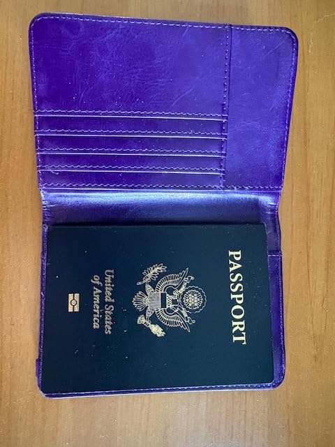 TOURSUIT RFID Blocking Passport Holder, Leather Travel Wallet, Dark Blue customer photo 1