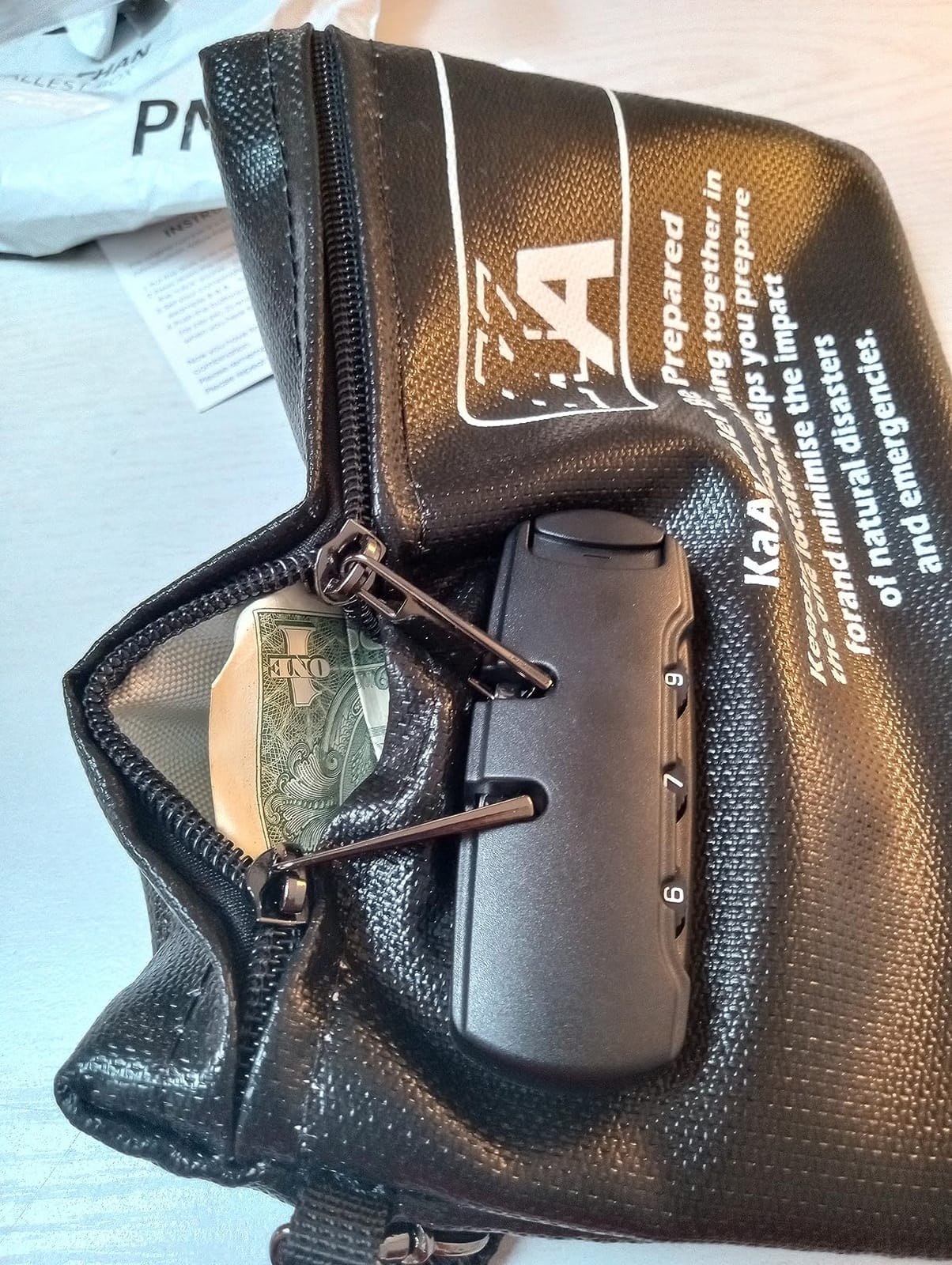 KaAutoler Small Fireproof Bag with Lock, Waterproof Money Bag with Zipper Pouch Envelope Container for Cash, Keys, Jewelry and Other Valuables customer photo 2