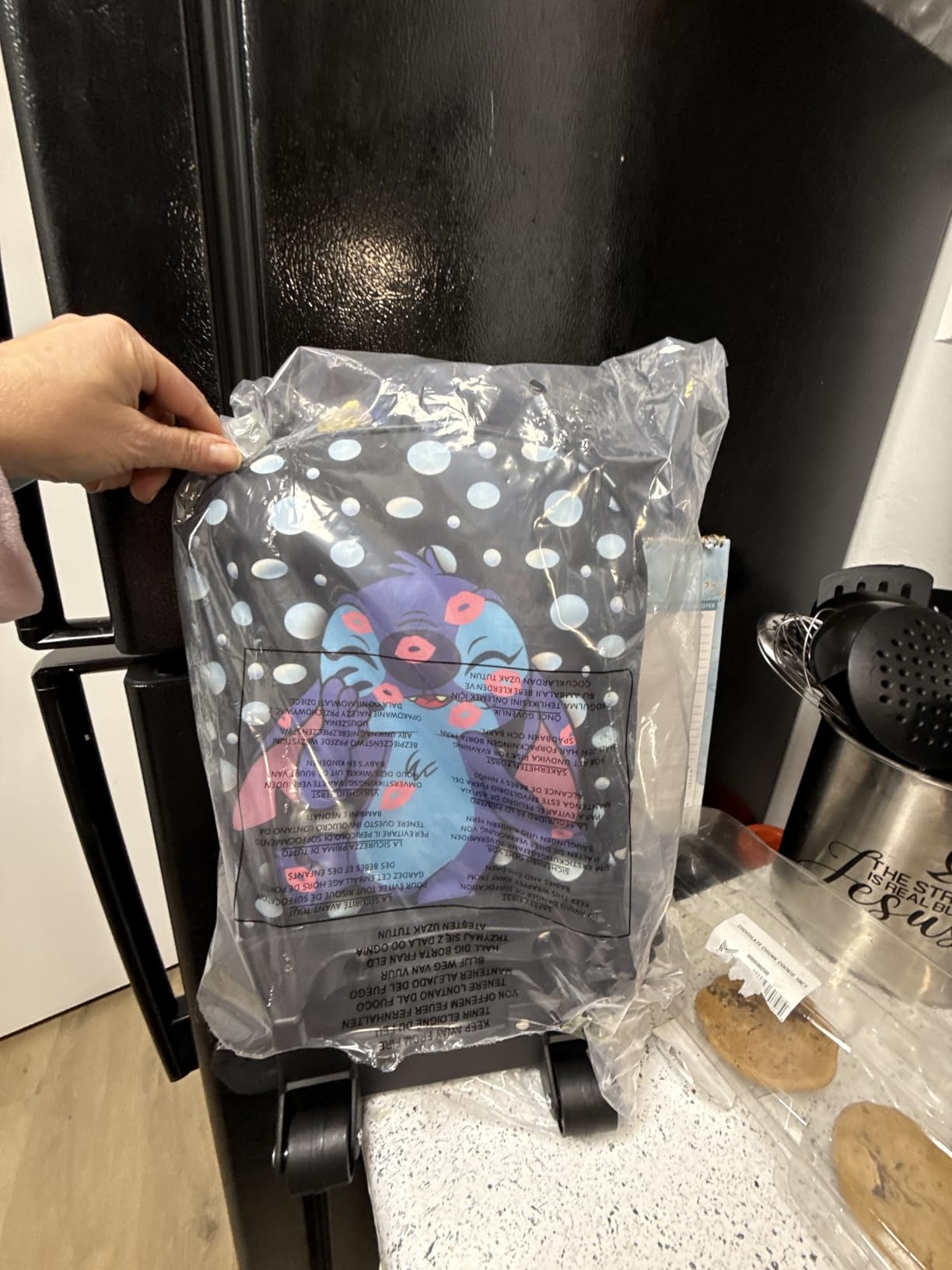Disney Kids Rolling Luggage 16.0×11.6 in, 16‑L Carry‑On Suitcase with Wheels, Foldable Lightweight Travel Bag, Gifts for Kids (Blue Stitch) customer photo 1