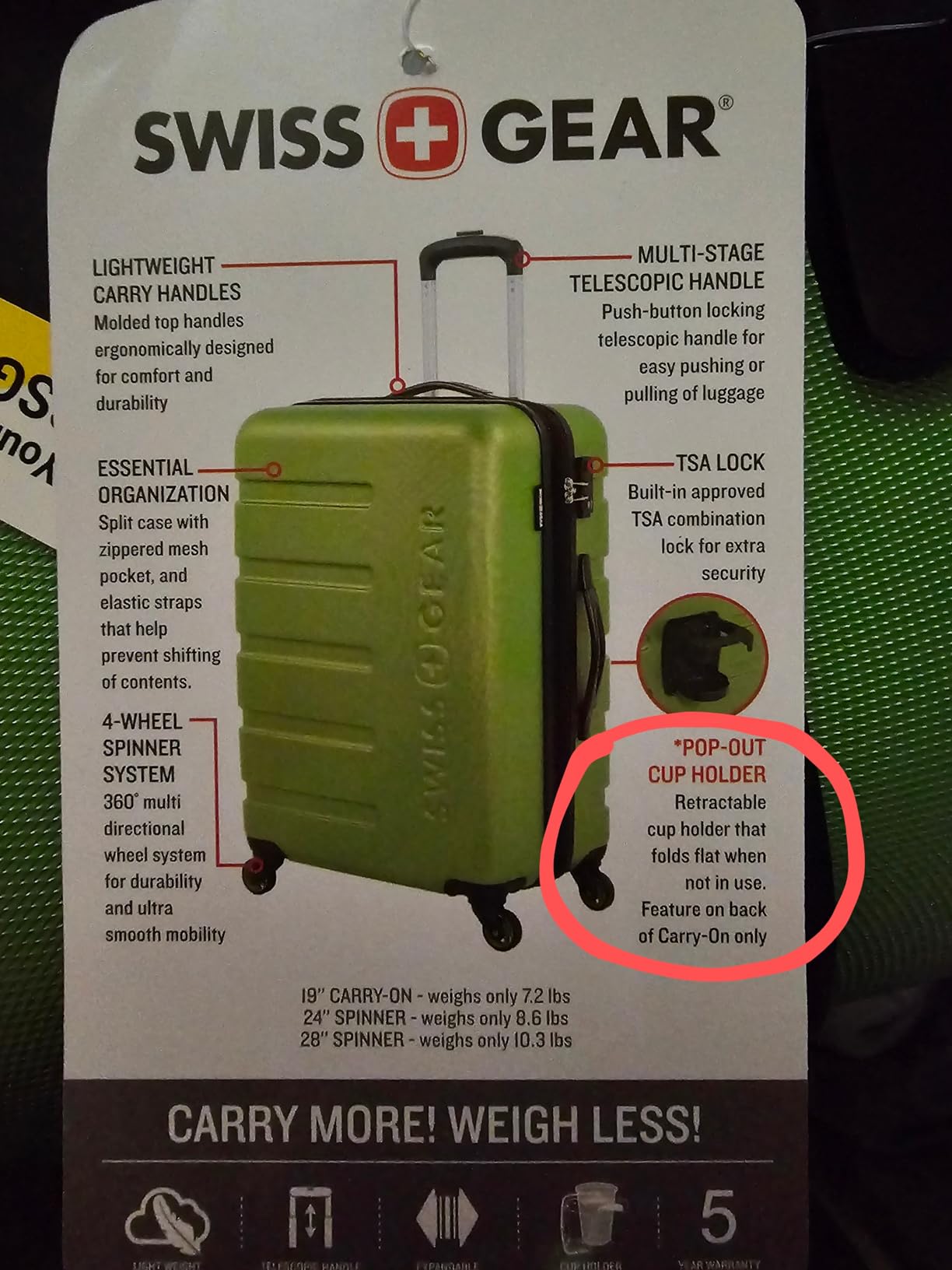SwissGear 7366 Signature Hardside Expandable Luggage with Spinner Wheels, TSA Lock, Clearly Aqua, Checked-Medium 23-Inch customer photo 1