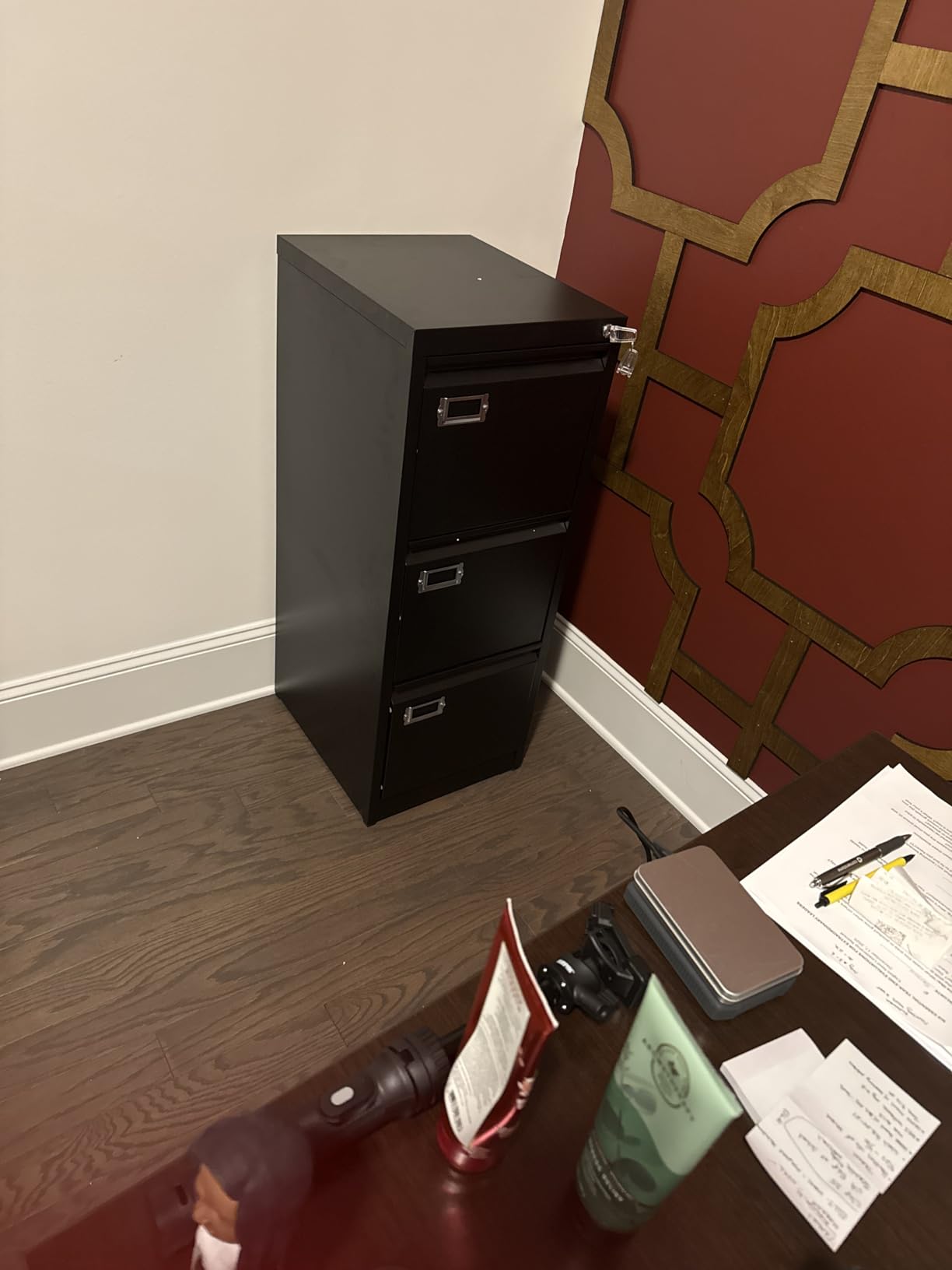 PEUKC 3-Drawer File Cabinet with Lock, 16.3