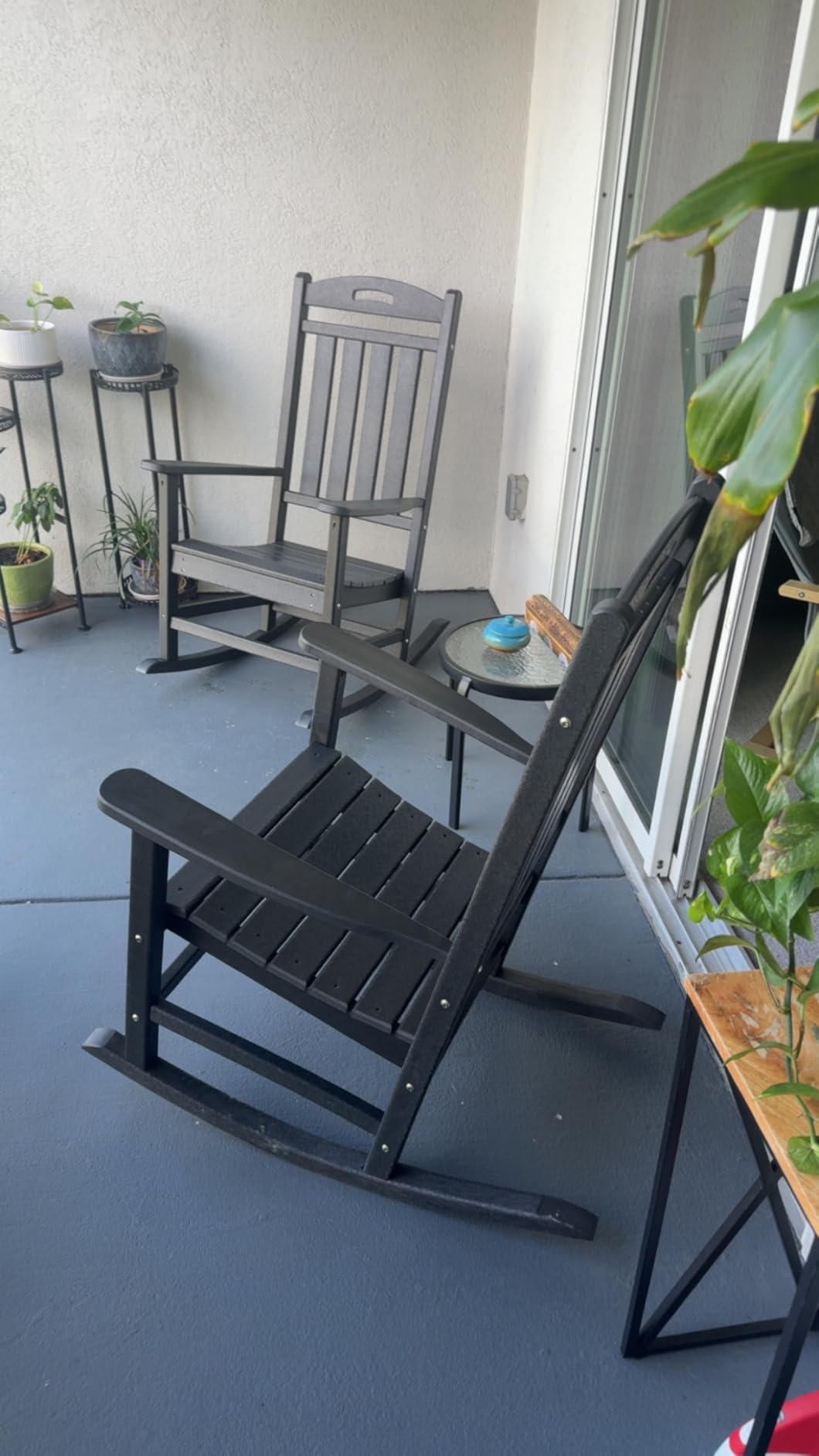 Outdoor Rocking Chair, All-Weather Resistant Poly Lumber Rocker Chair Outdoor, High Back Plastic Patio Rocking Chairs for Outside Porch Rocker Garden Lawn, Slate Grey customer photo 1