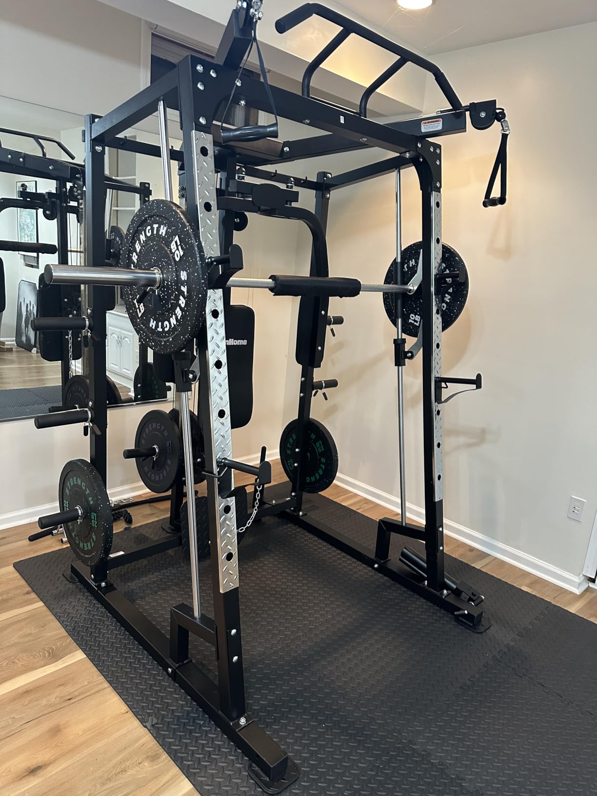 SunHome Smith Machine, 2000LBS Power Cage Squat Rack with Smith Bar, LAT Pull-Down Systems, Cable Crossover Machine for Home Gym customer photo 1