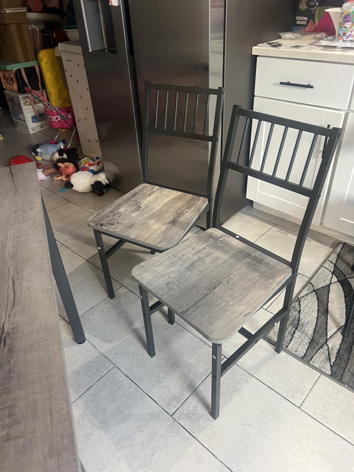 AWQM 3 Piece Dining Table, Small Kitchen Table Set for 2 with Chairs(Brown) customer photo 1