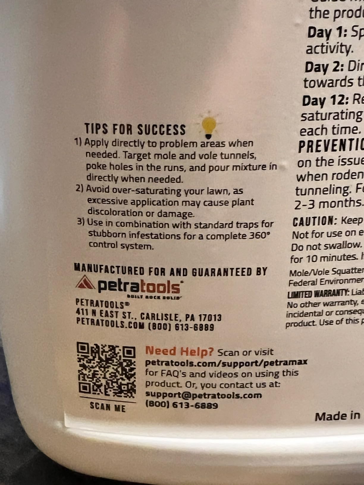 PetraMax Castor Oil Mole Repellent for Lawns - Best Anti Mole and Vole Repellent of Outdoor Space - How to Get Rid of Moles in My Yard, Garden Or Lawn, Safe and Effective Vole Deterrent (33.8 fl oz) customer photo 1