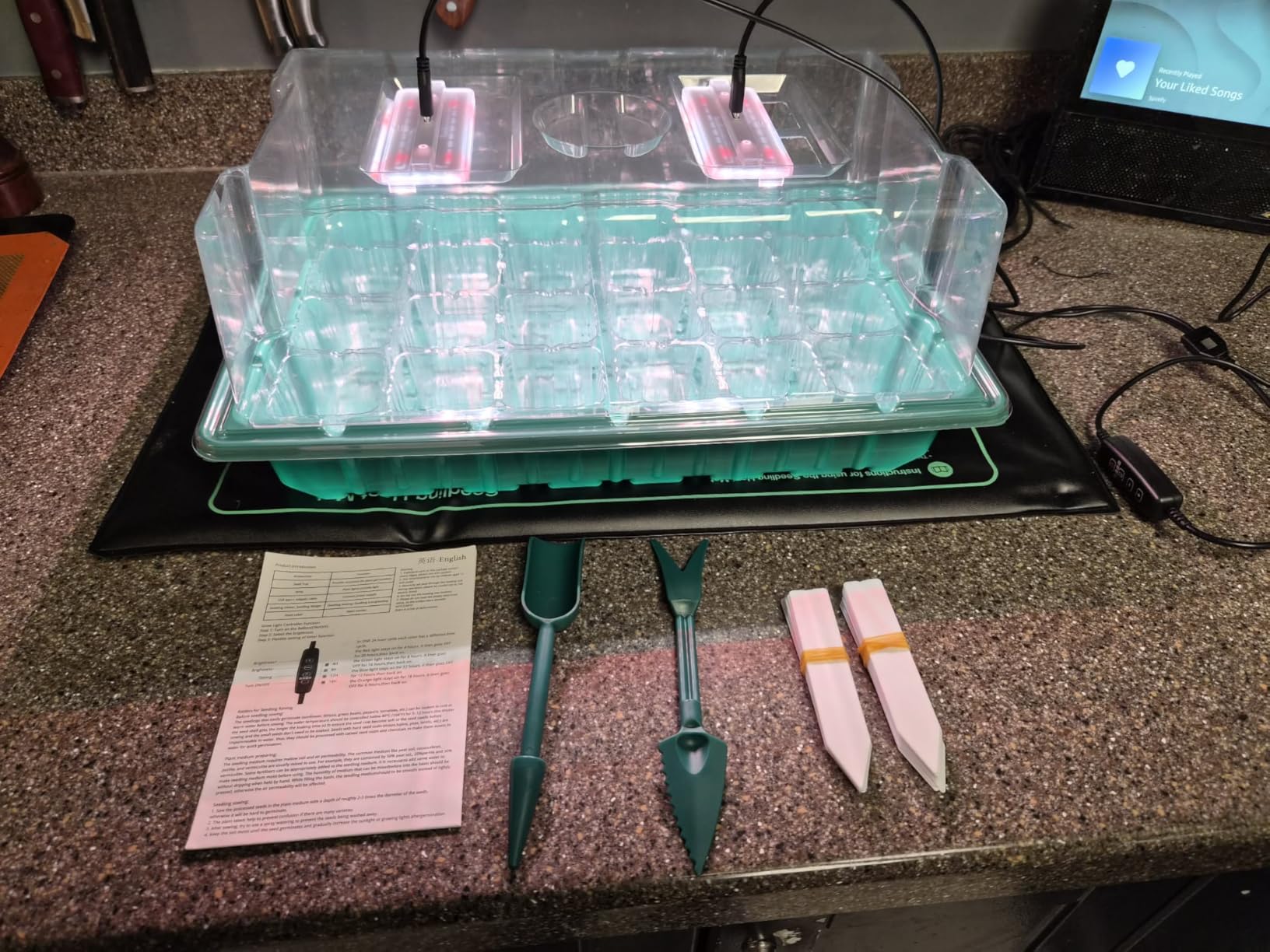 Seed Starter Trays with Grow Lights and Heat Mat, Plant Starting Kit 4 Timing Set Humidity Domes Heightened Lids for Small Mini Greenhouse Germination Seeds Growing Starting (6SET 6TRAY 72 SMALL CELL) customer photo 1