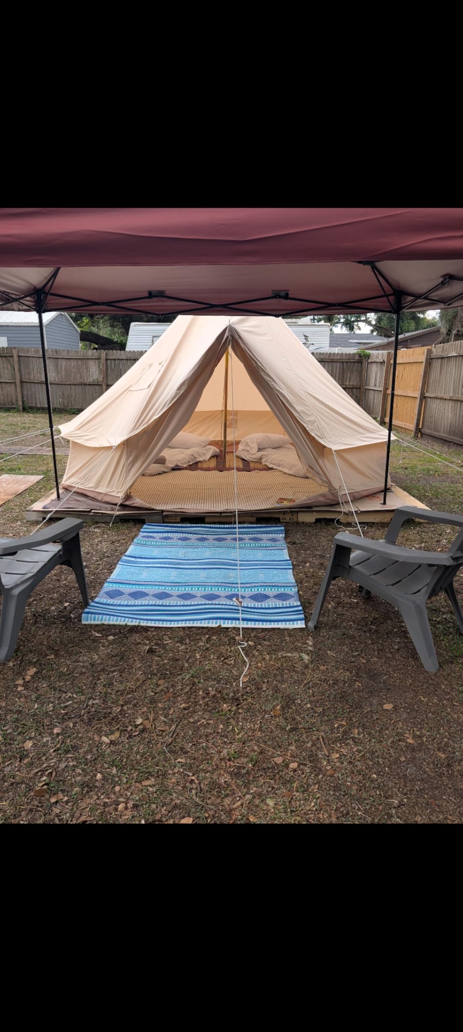 Canvas Bell Tent With Stove Jack - Waterproof and Breathable Yurt, Glamping Tent With Detachable Groundsheet for Camping Party customer photo 1
