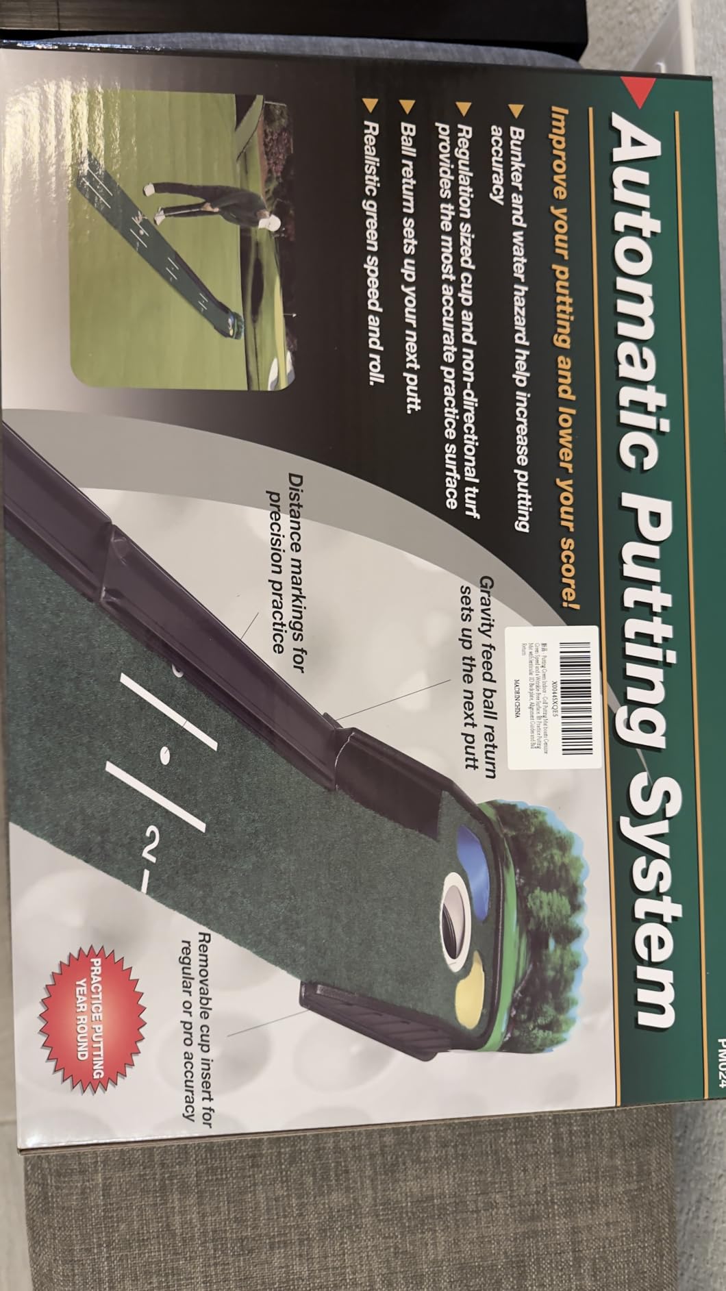 Putting Green Indoor - Golf Putting Mat boasts Genuine Green Speed and a Wrinkle-Free Surface. 8ft Practice Putting Mat with lenticular 3D Backplate, Alignment Guides and Ball Return customer photo 2
