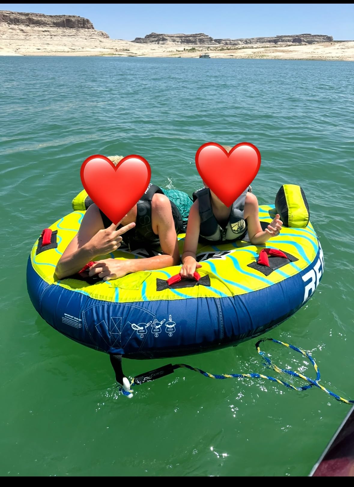 Towable Tubes for Boating 2 Person, Heavy Duty Boat Tubes and Towables, Inflatable Water Tubes for Boats to Pull with Fins, Drainage, Quick Connector, Large Capacity customer photo 2