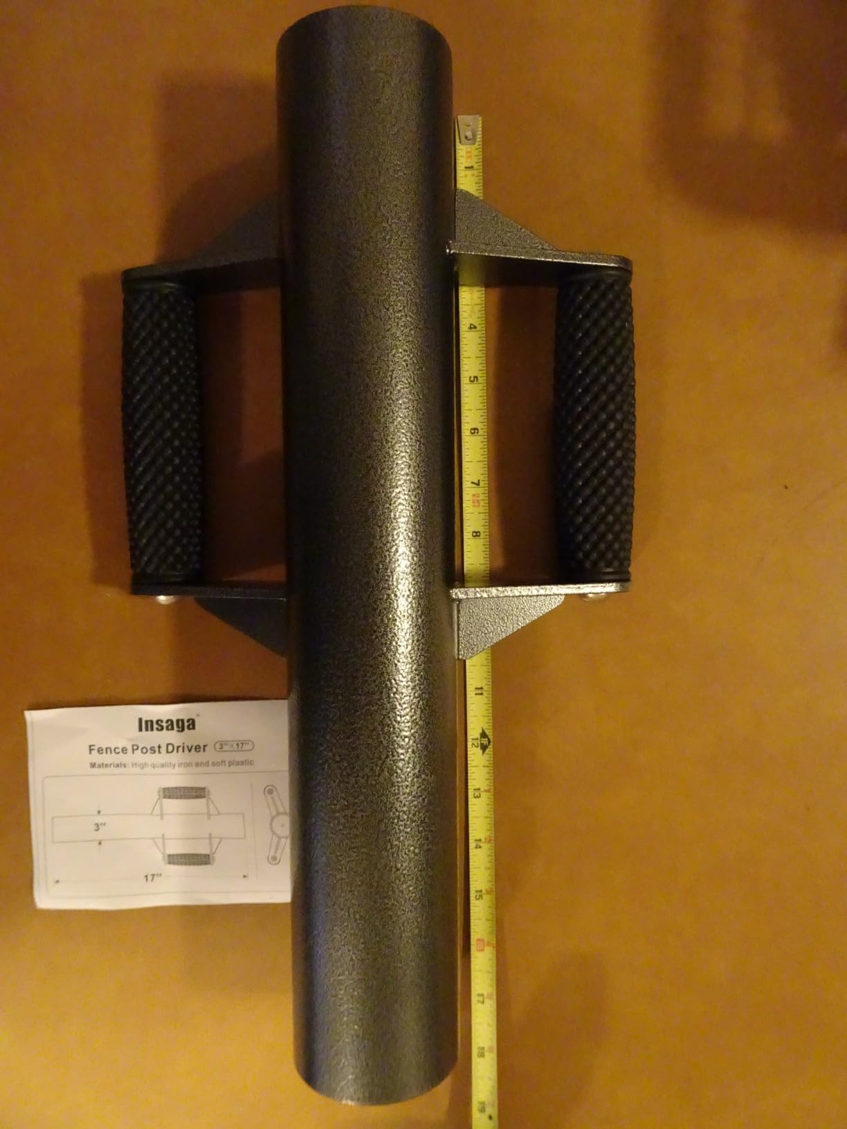 Insaga Enhance Fence Post Driver with Anti-Slip Handles T Post Driver, Heavy Duty Steel Post Driver Pounder Hammer for Metal Fence Posts, T Posts, U-Channels (2.7''DIA-23''L-12LB) customer photo 1