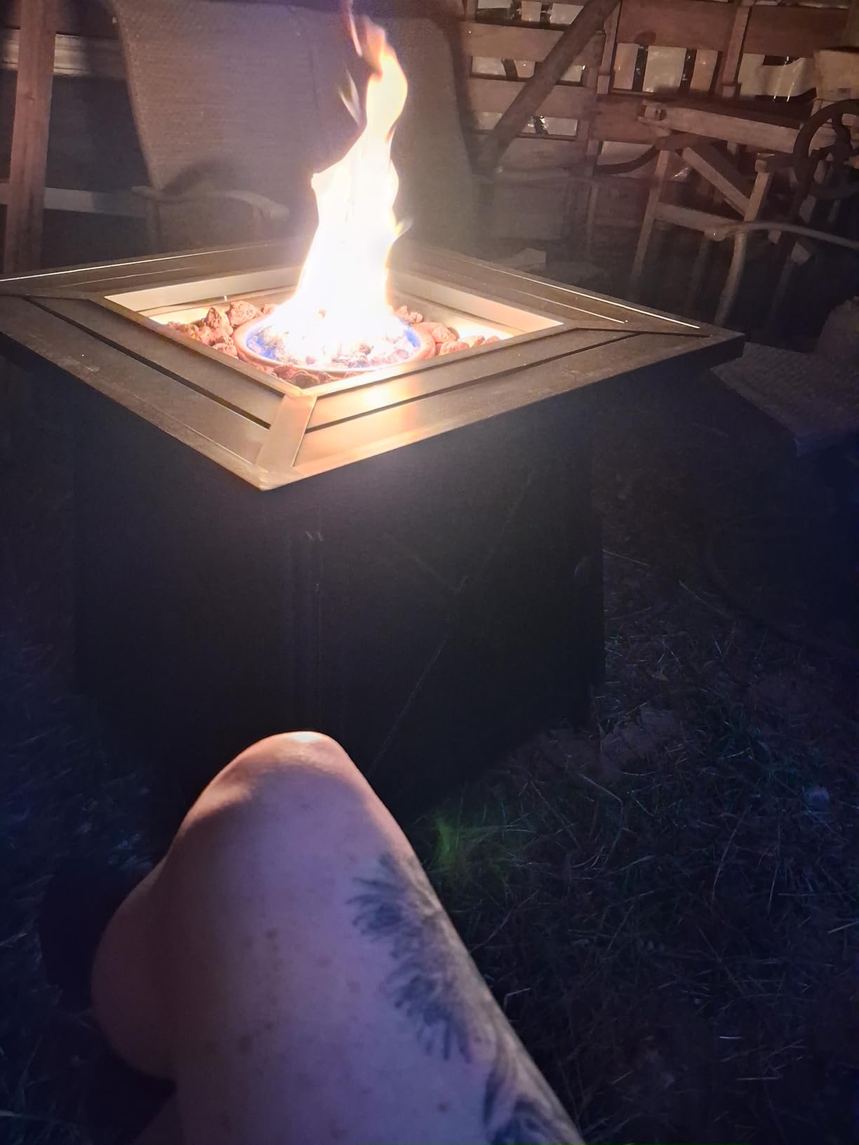 OutVue 28 inch Wicker Rattan Propane Fire Pit Table,50000 BTU Gas Fire Pit customer photo 1