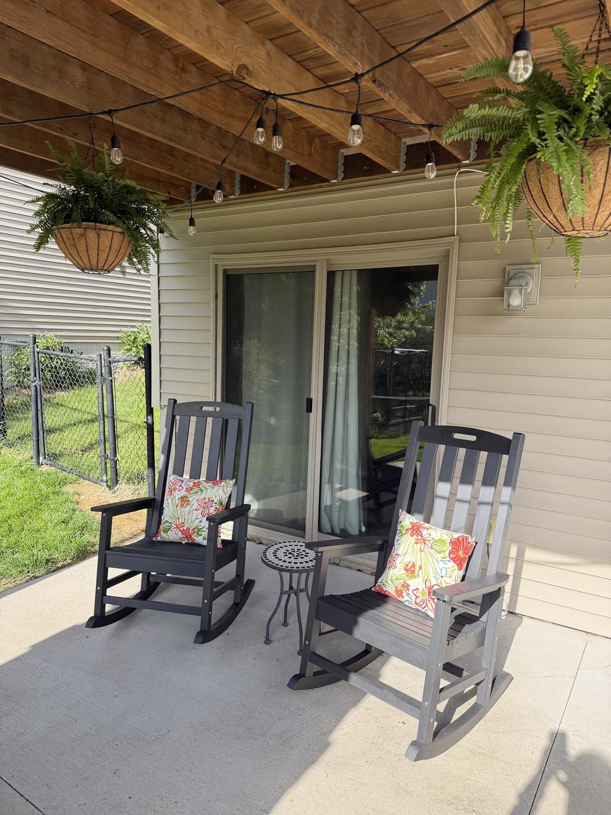 Psilvam Oversized Outdoor Rocking Chair, HDPE Porch Rocker (Dark Brown) customer photo 2