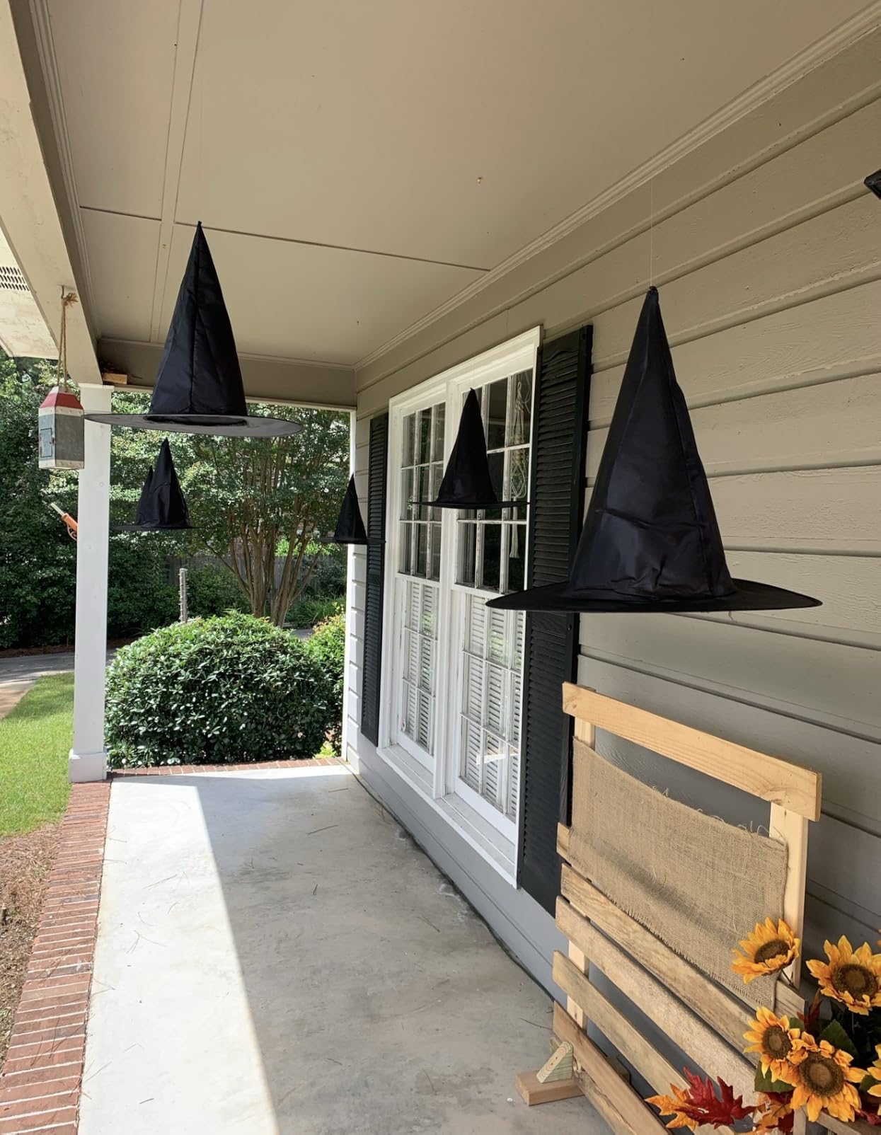 12 PCS Halloween Witch Hats, Black Hanging Witch Hats Porch Yard Decor customer photo 1