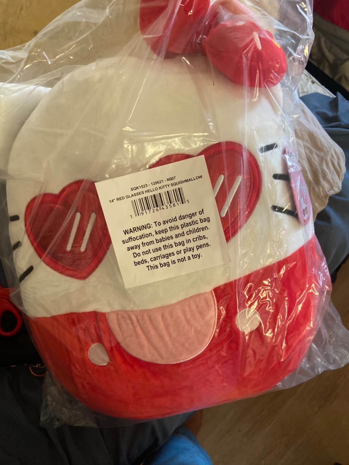 Squishmallows Original Sanrio 14in Hello Kitty in Blue Overalls – Official Jazwares Plush (Large) customer photo 2