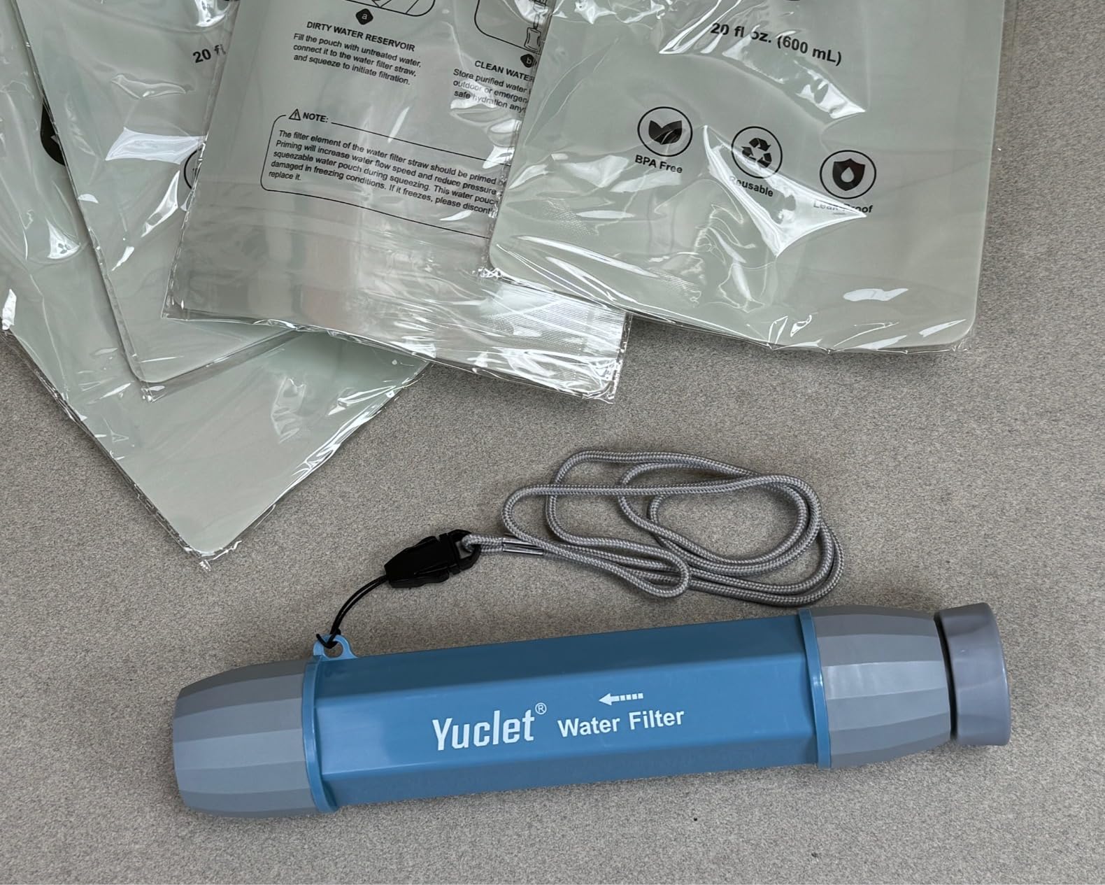 Yuclet Squeeze Water Filtration System with 20-Oz Pouches & Filter Straw customer photo 1