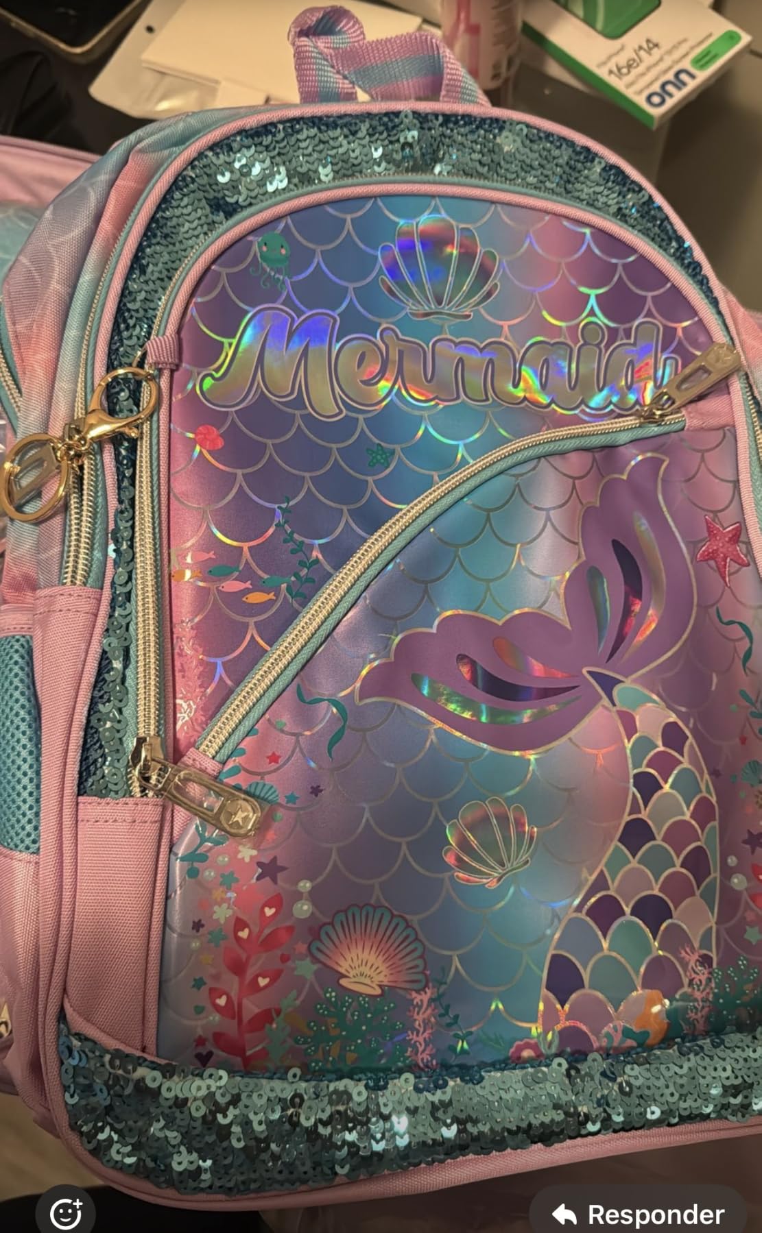 Cute Pink Mermaid Kid’s Luggage Set 5 Piece Suitcase Set 16’’ Hardside Luggage with Spinner Wheels Girls Boys Carry on Toddler Luggage Travel Rolling Luggage Carry on Luggage Airline Approved customer photo 1