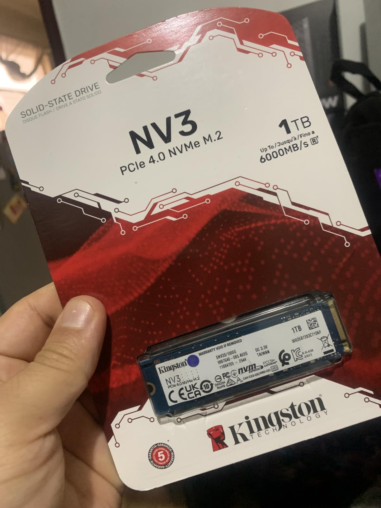 Kingston NV3 2TB M.2 2280 NVMe SSD | PCIe 4.0 Gen 4x4 | Up to 6000 MB/s | SNV3S/2000G customer photo 1