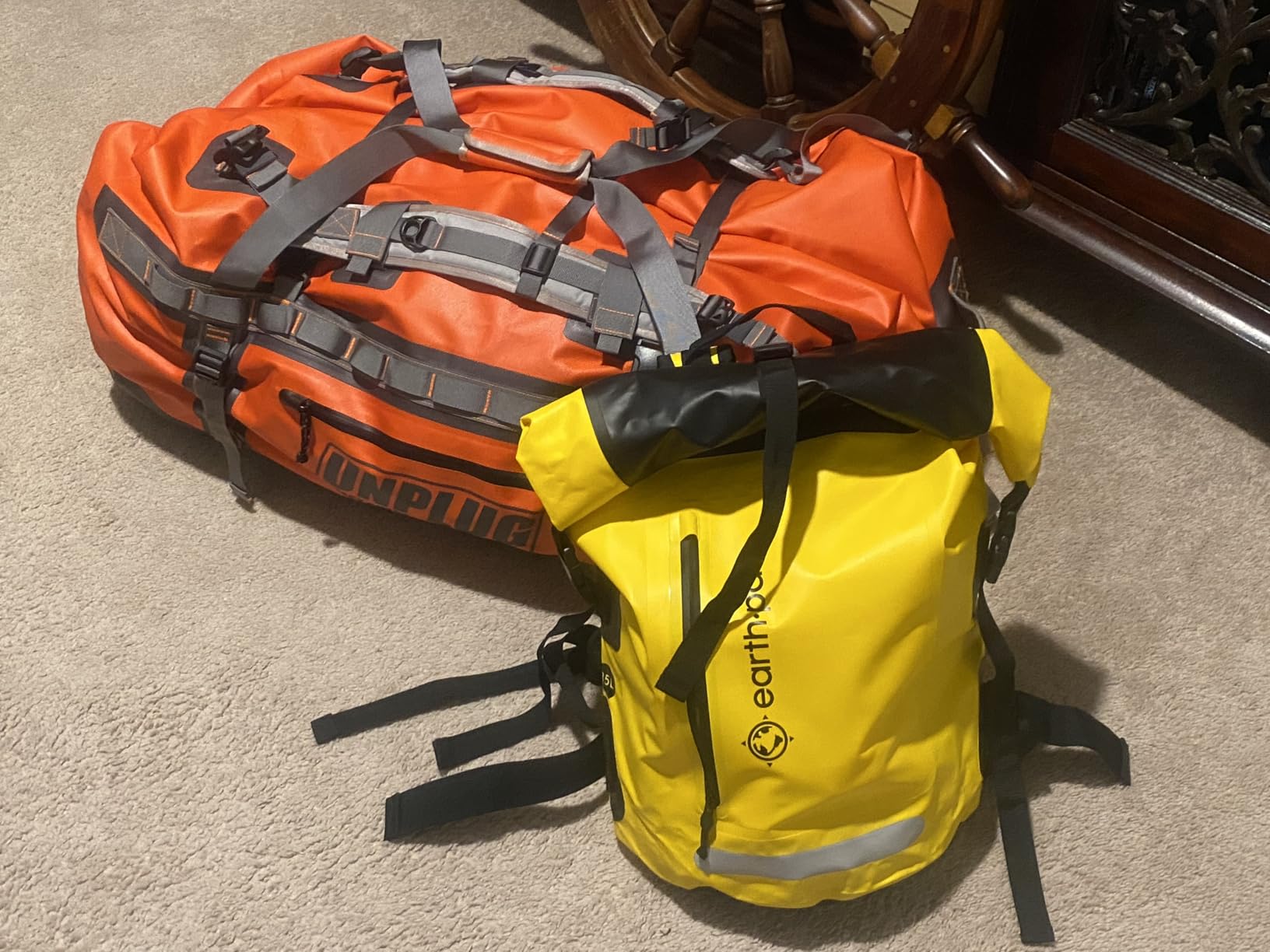 UNPLUG Ultimate Adventure | 1680D Heavy Duty Waterproof Bag | Large Travel Bag which can be Used for Camping, Motorcycling, Boating, or Hunting| 65L Adventure Orange customer photo 1
