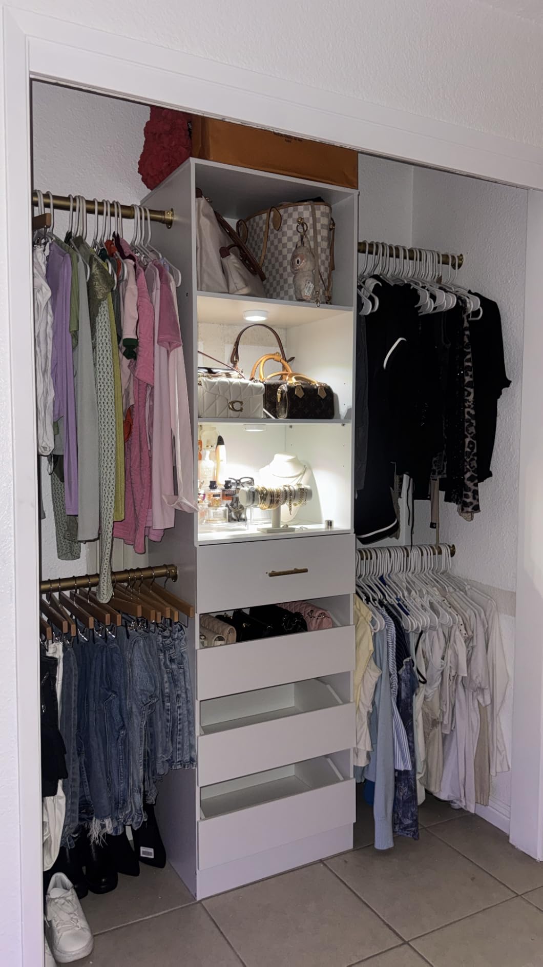 Aheaplus Closet System, 4-9Ft Closet Organizer with 4 Wooden Drawers, White customer photo 2