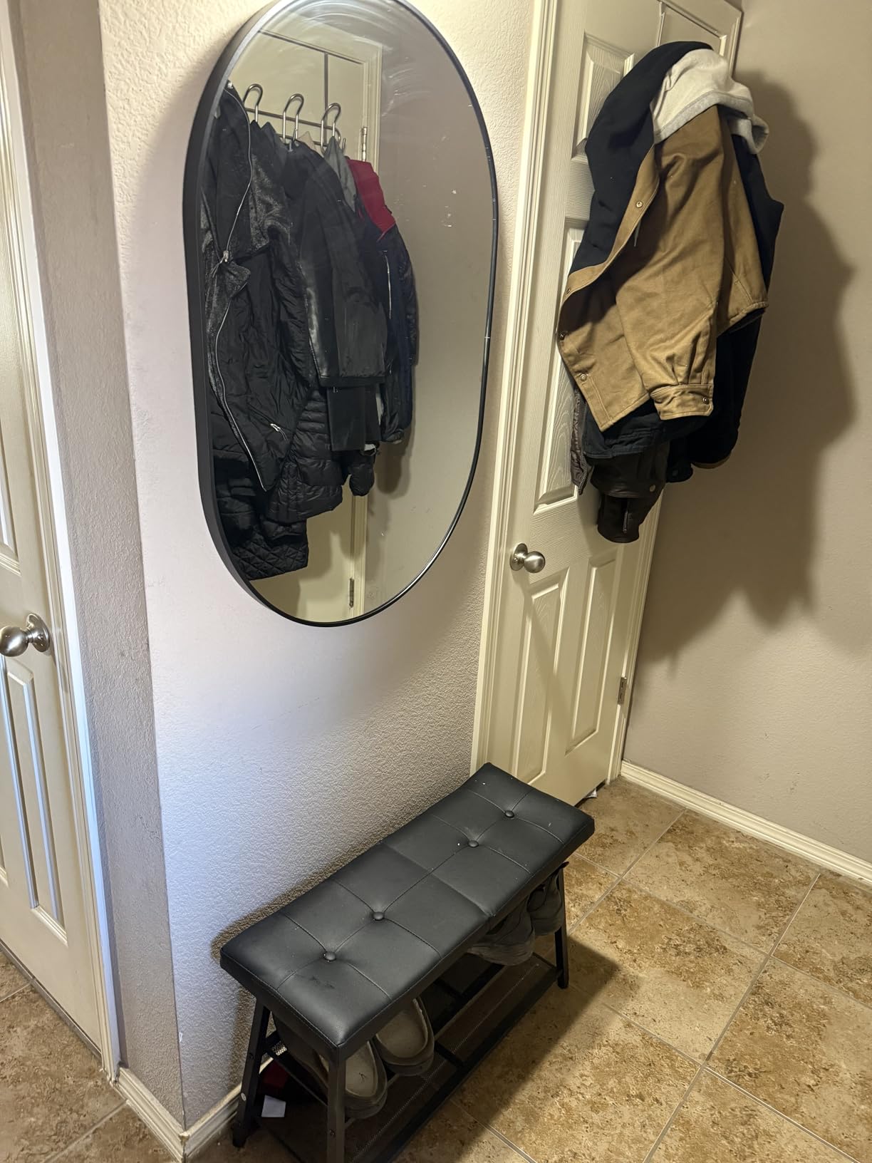 YATINEY Shoe Bench, 3-Tier Shoe Rack, Entryway Bench with Storage and Cushion, for Hallway, Foyer, Bedroom, Brown and Black HX02BV customer photo 1