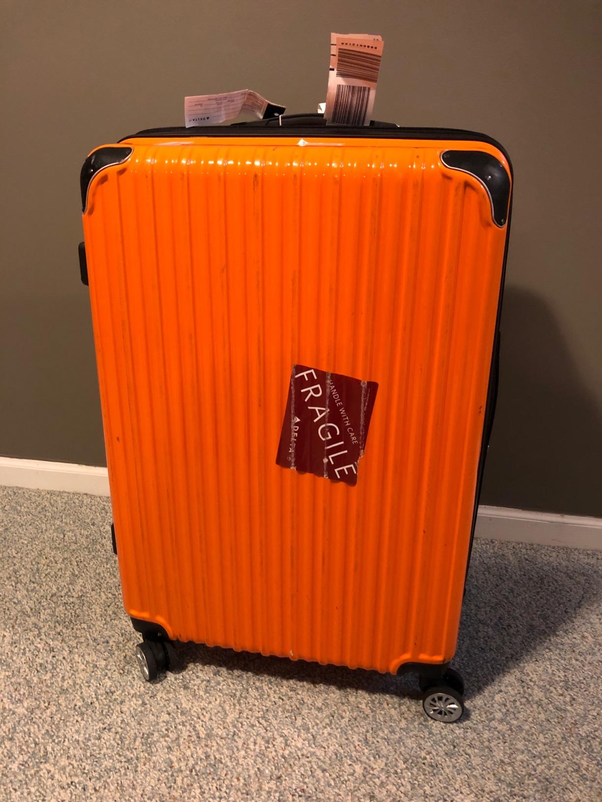 Coolife Luggage, Lightweight and Durable Hardshell, 28 in, apricot white customer photo 1