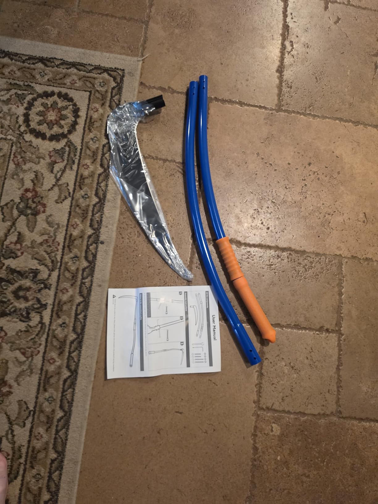 20'' Scythe Tool for Grass Cutting, Unique Curved Stainless Steel Pole, Adjustable Dual-hand Grip, Professional-Grade Blade, for Clearing Bushes, Vines, Fields, Ditches, Paths, Landscaping, 61in. customer photo 1