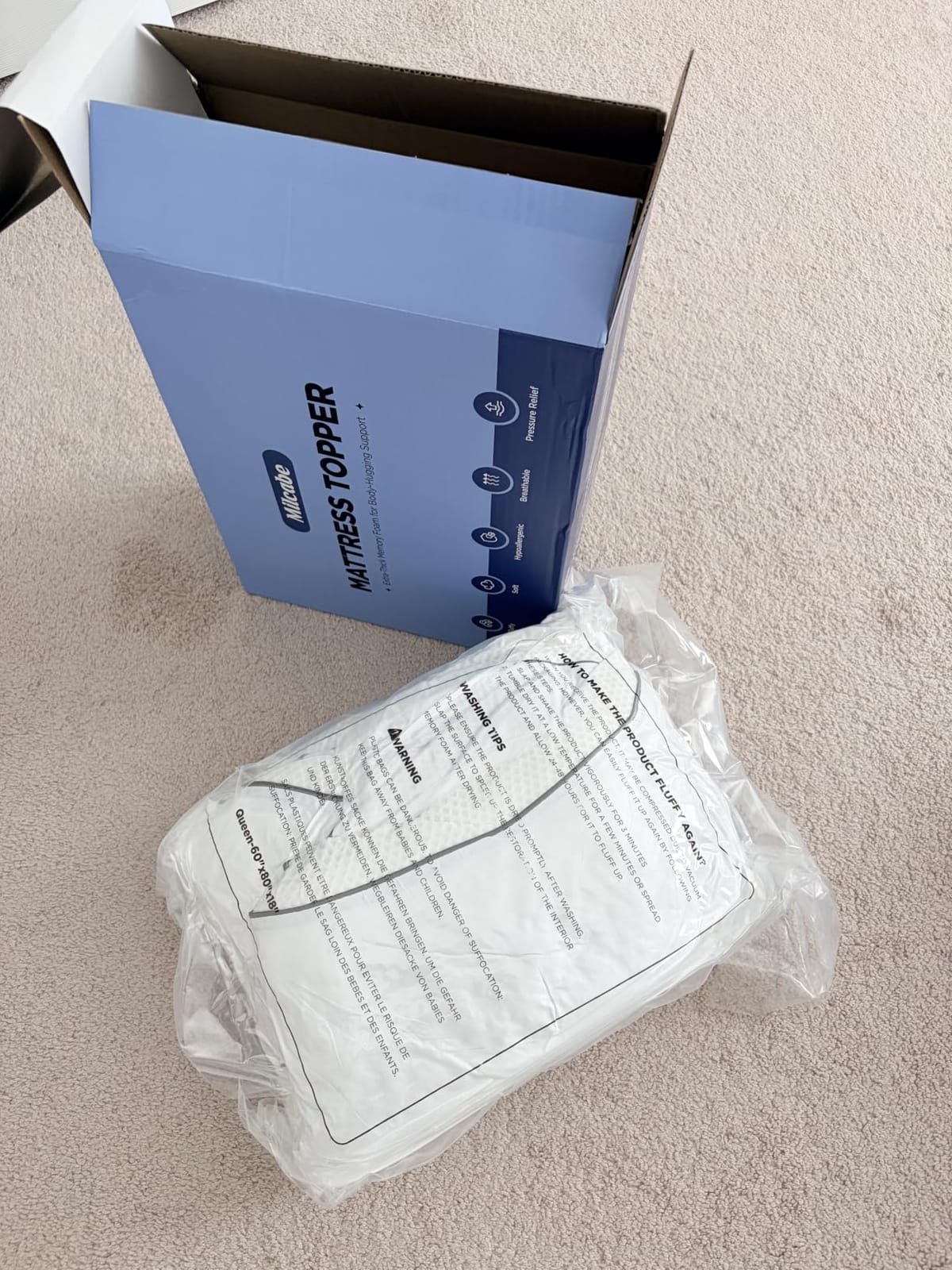 3 Inch Ultra-Fluffy Memory Foam Mattress Topper Queen for Back Pain, Soft Comfy Pillow Top Queen Mattress Topper with 4X Support, Mattress Pad with Breathable Air Mesh Sides, 6-21'' Deep Pocket customer photo 1