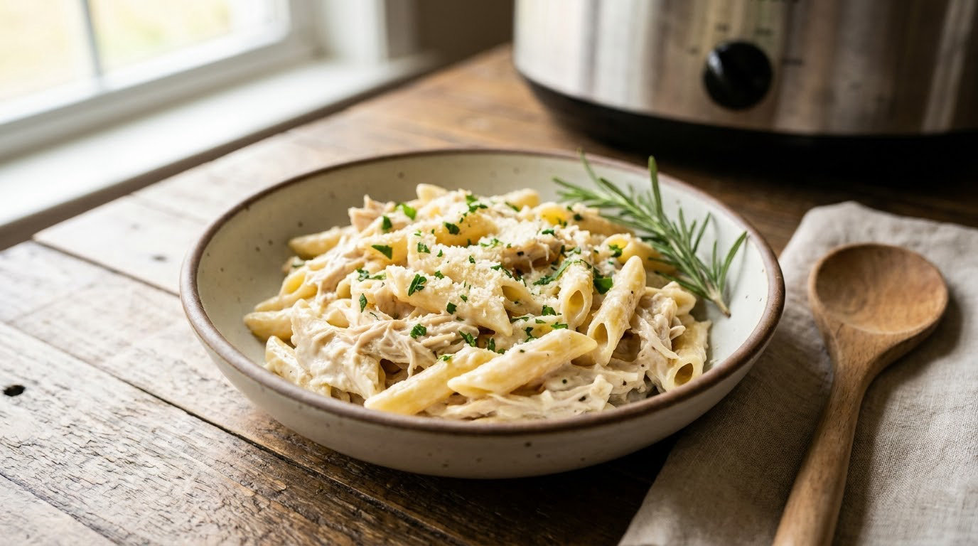 easy crockpot chicken alfredo recipe