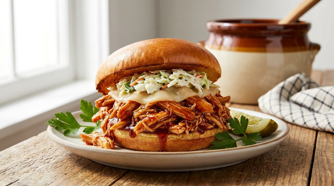 easy crockpot pulled chicken sandwiches recipe