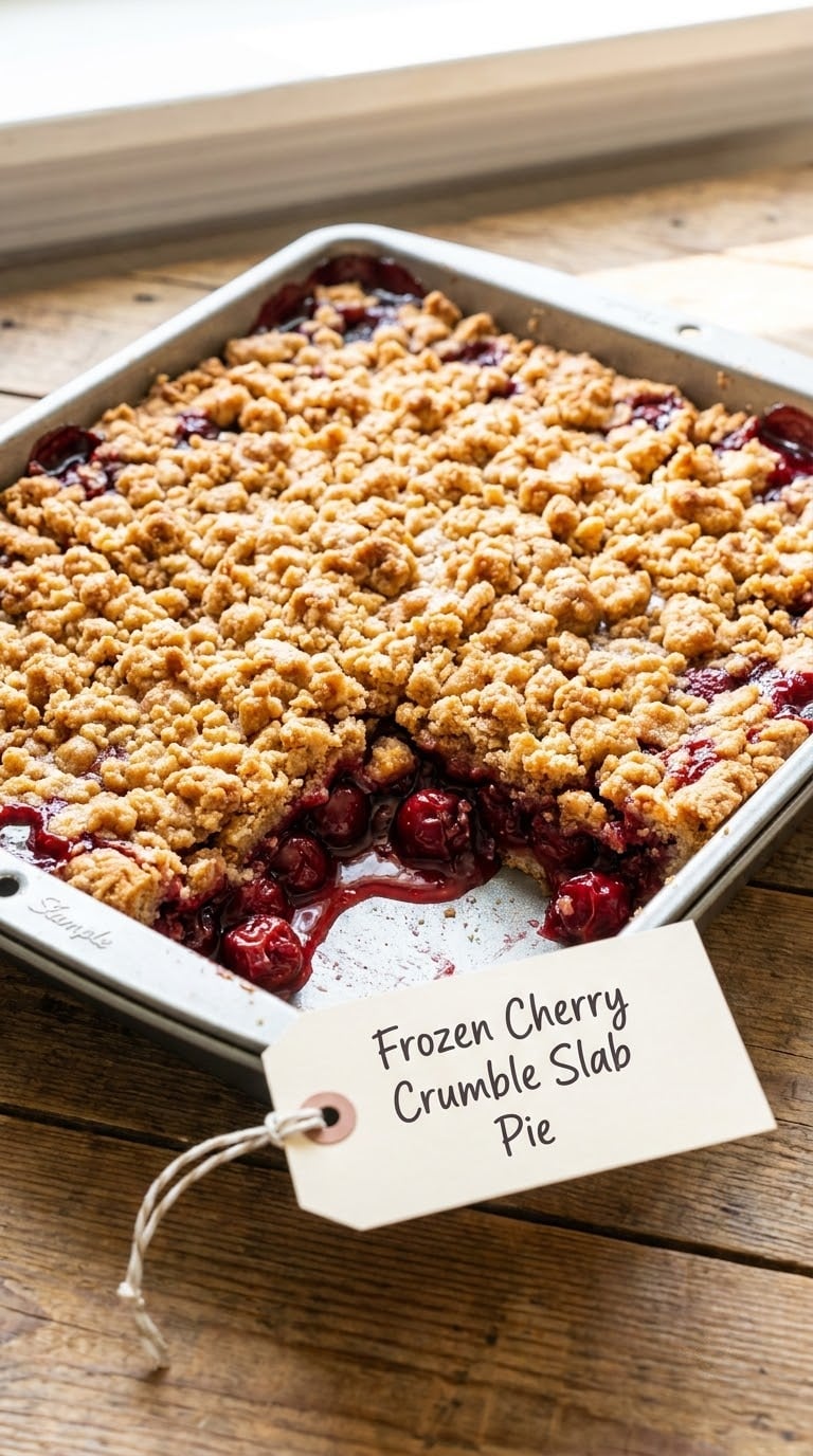 Frozen Cherry Crumble Slab Pie