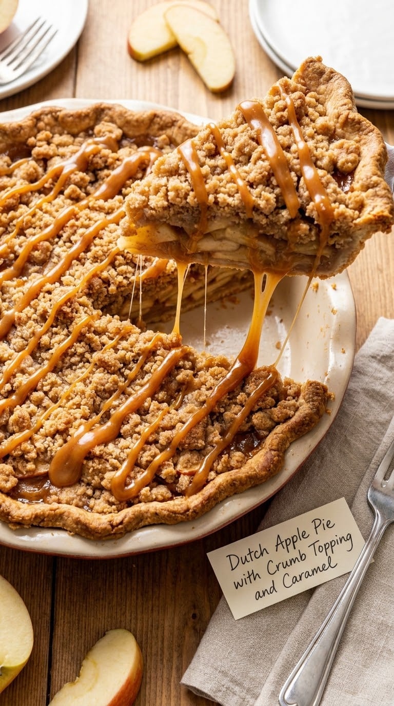 Dutch Apple Pie with Crumb Topping and Caramel