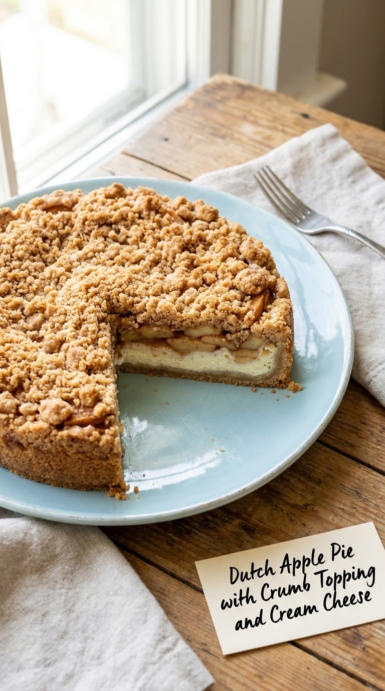 Dutch Apple Pie with Crumb Topping and Cream Cheese