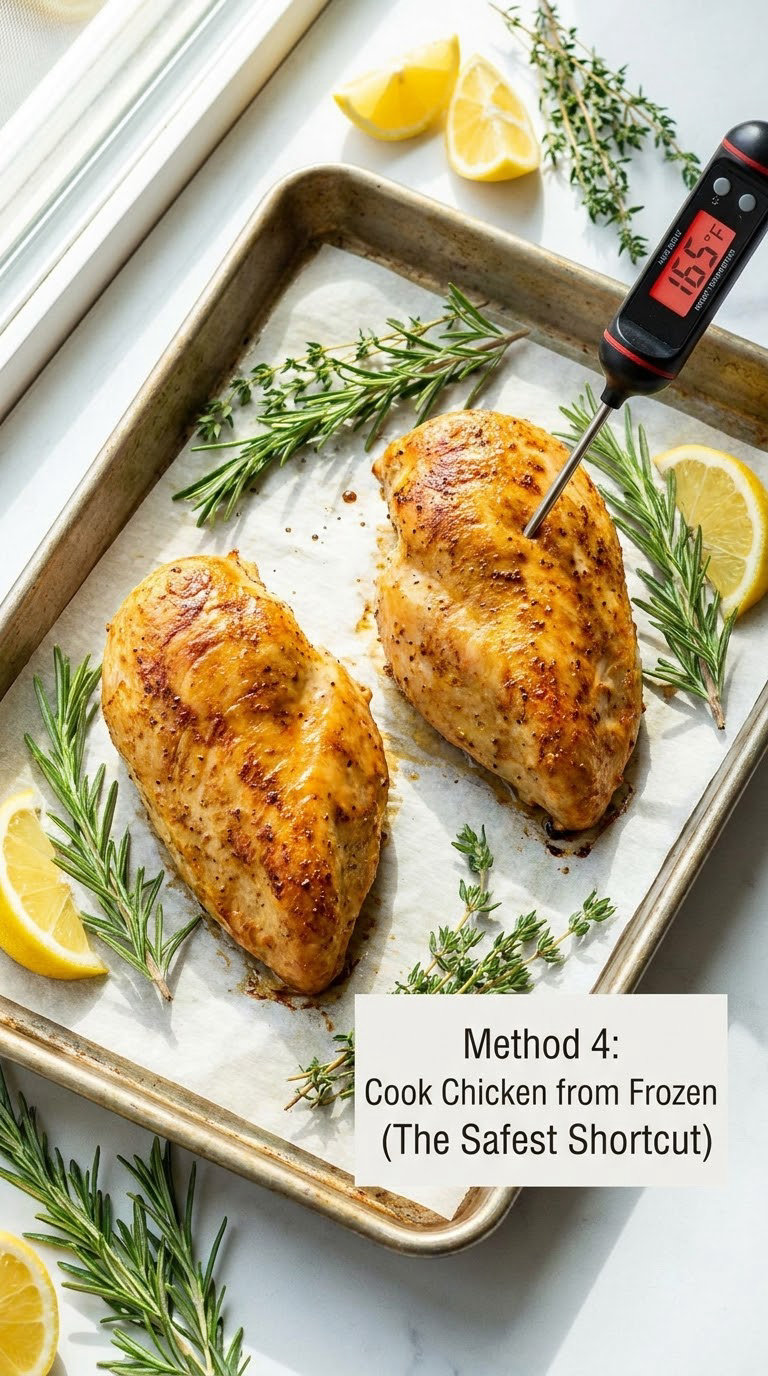 Method 4: Cook Chicken from Frozen (The Safest Shortcut)